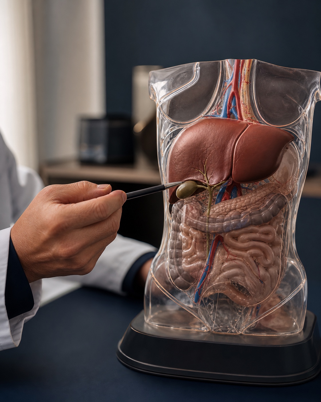 Clinical educational model showing the liver and gallbladder