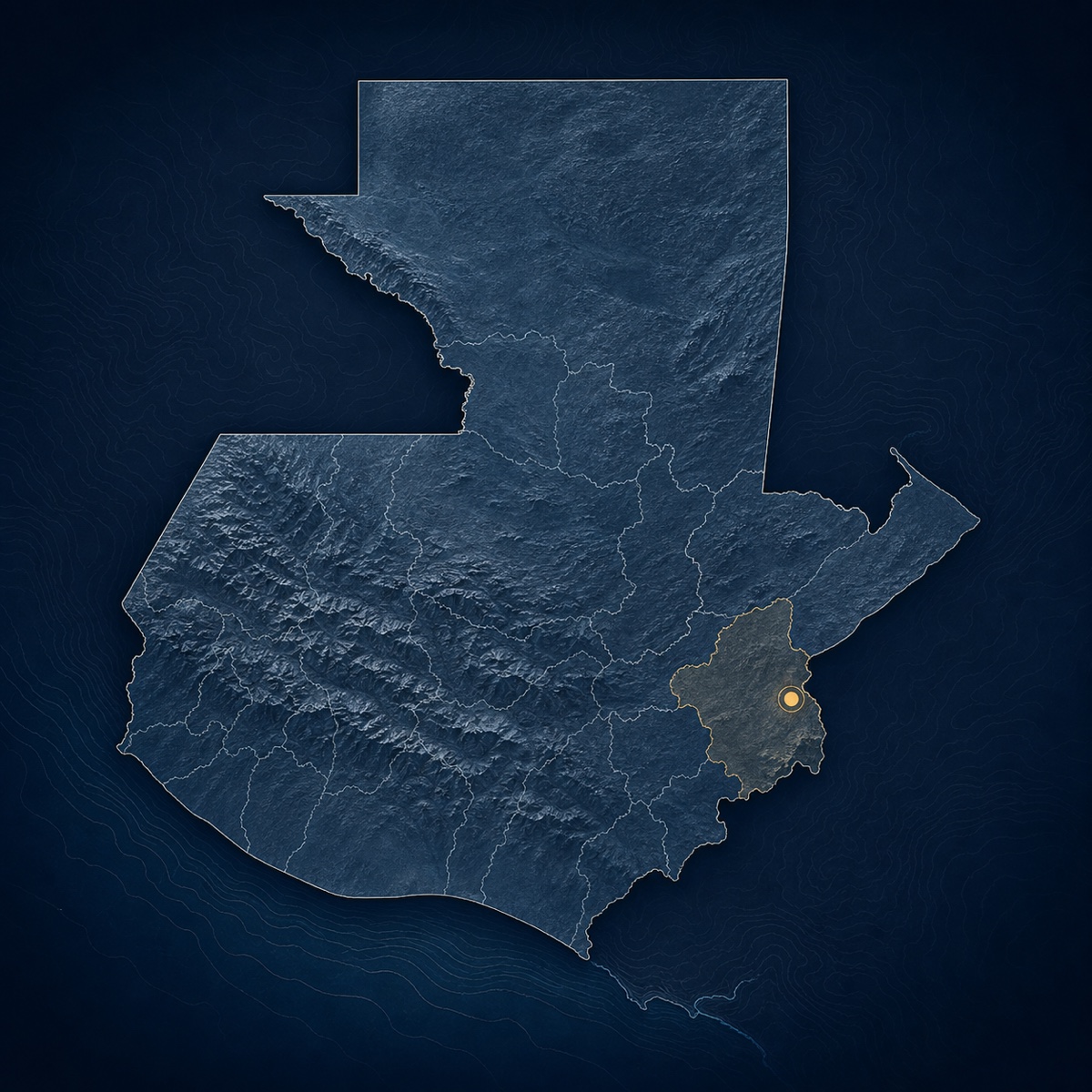 Illustrated map of Guatemala highlighting the Jocotán region