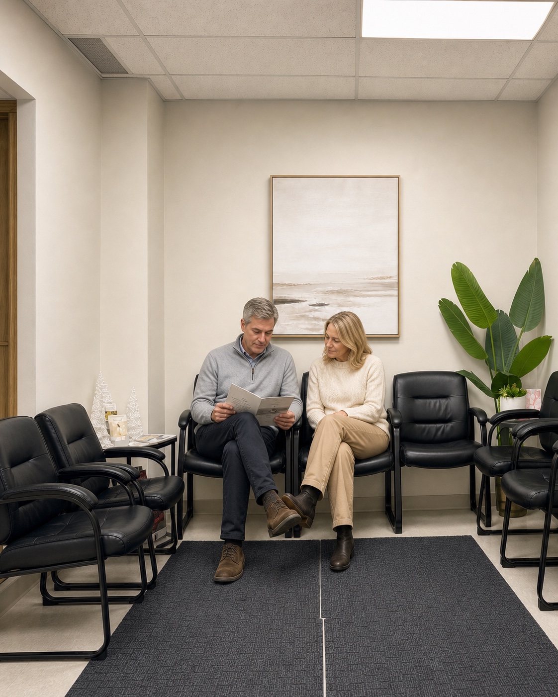 Editorial scene in the Muskoka practice waiting area